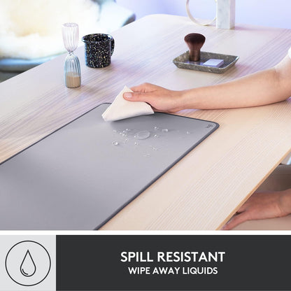 Logitech Desk Mat - Studio Series, Multifunctional Large Desk Pad, Extended Mouse Mat, Office Desk Protector with Anti-Slip Base, Spill-Resistant Durable Design, in Mid-Grey