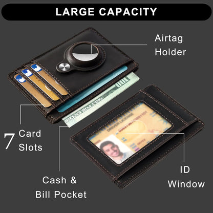 Slim Minimalist Front Pocket Air Tag Wallet, RFID Blocking Card Holder Wallet with Airtag Holder