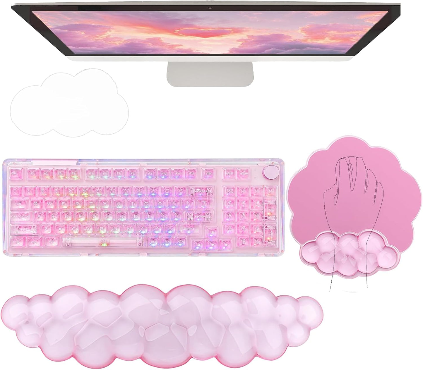 Cloud Keyboard Wrist Rest Dark Green Mouse Pad with Wrist Rest Ergonomic Wrist Pad Memory Foam Non-Slip Wrist Support for Computer Laptop Gaming Home Office Relief Typing Pain Green