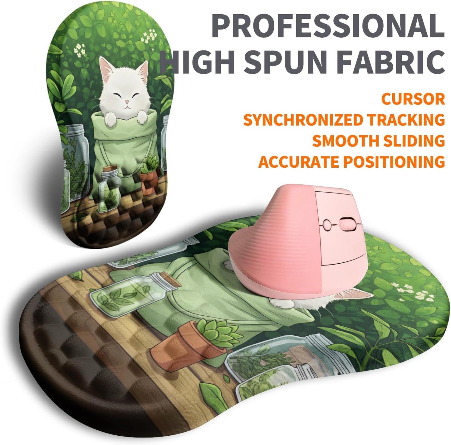 Ergonomic Joint Wrist Support Mouse Pad with Memory Foam Cushion Massage Bump, Carpal Tunnel Pain Relief Mousepad Slope Design for Wrist Rest, 11.8x7.9 in, Black