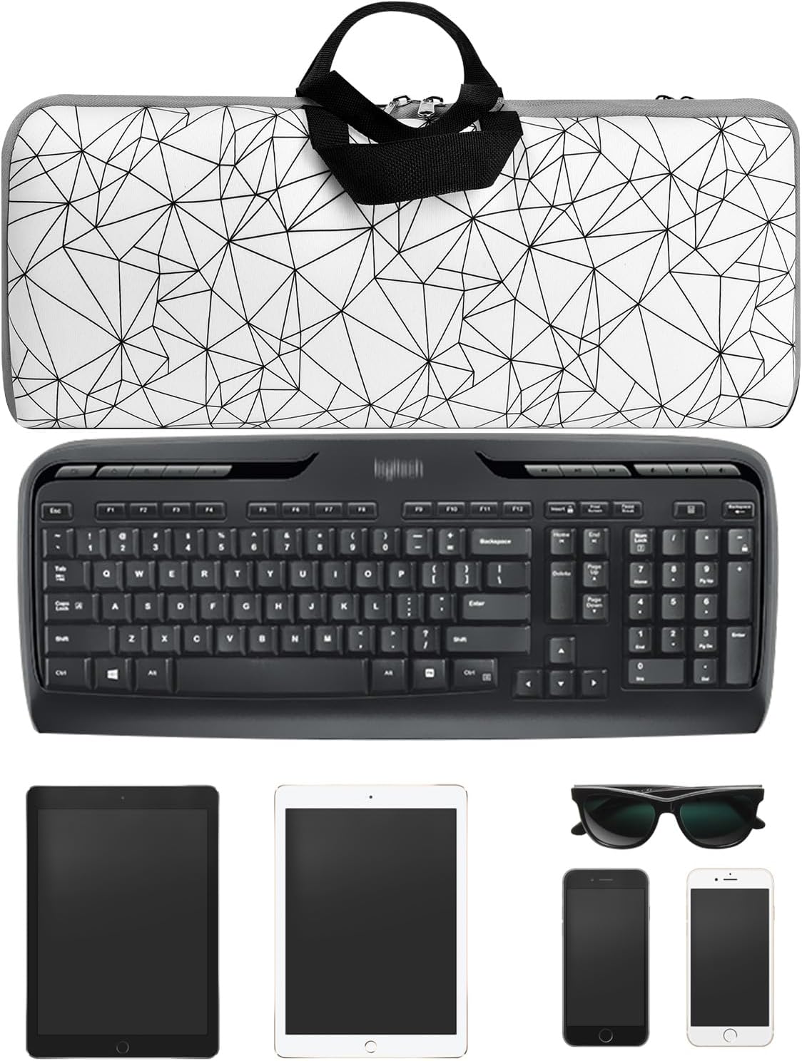 Travel Case for Logitech MK335 Wireless Computer Keyboards Mouse Combo, Neoprene Mouse Pouch and Cable Storage Bag, Keyboard Sleeve for Aula S99 Gaming Keyboard (Black)