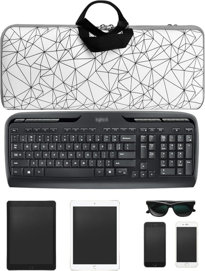 Travel Case for Logitech MK335 Wireless Computer Keyboards Mouse Combo, Neoprene Mouse Pouch and Cable Storage Bag, Keyboard Sleeve for Aula S99 Gaming Keyboard (Black)