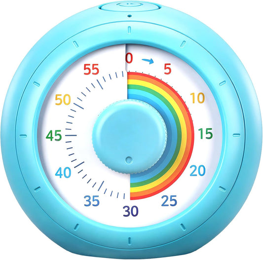 Visual Timer for Kids, 60-Minute Silent Countdown for Classroom, Home, Office, Kitchen, Rainbow Pattern Desk Timer, Time Management Tools with Silent Operation, Pomodoro Timer (Green)