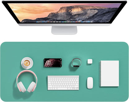 Hsurbtra Desk Pad, 23.6" x 13.8" PU Leather Desk Mat, M Extended Mouse Pad, Waterproof Desktop Blotter Protector, Non-Slip Ultra Thin Small Laptop Keyboard Writing Mat for Office Home, Pink