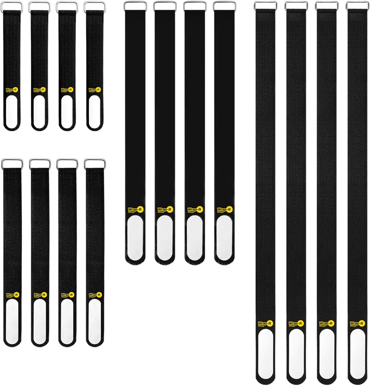 Wrap-It Storage Cinch-Straps, 5-in (20-Pack) Black - Hook and Loop Strap with Write on Label for Easy Cord Identification and Cable Management