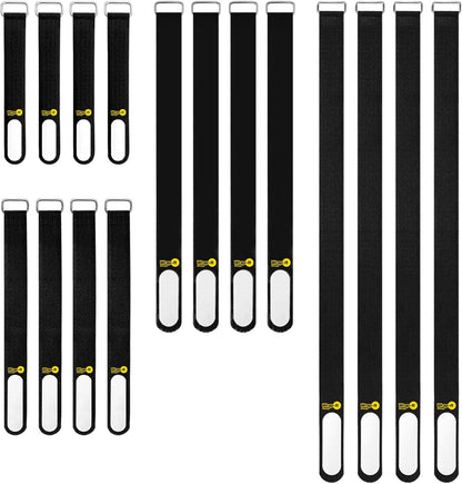 Wrap-It Storage Cinch-Straps, 5-in (20-Pack) Black - Hook and Loop Strap with Write on Label for Easy Cord Identification and Cable Management
