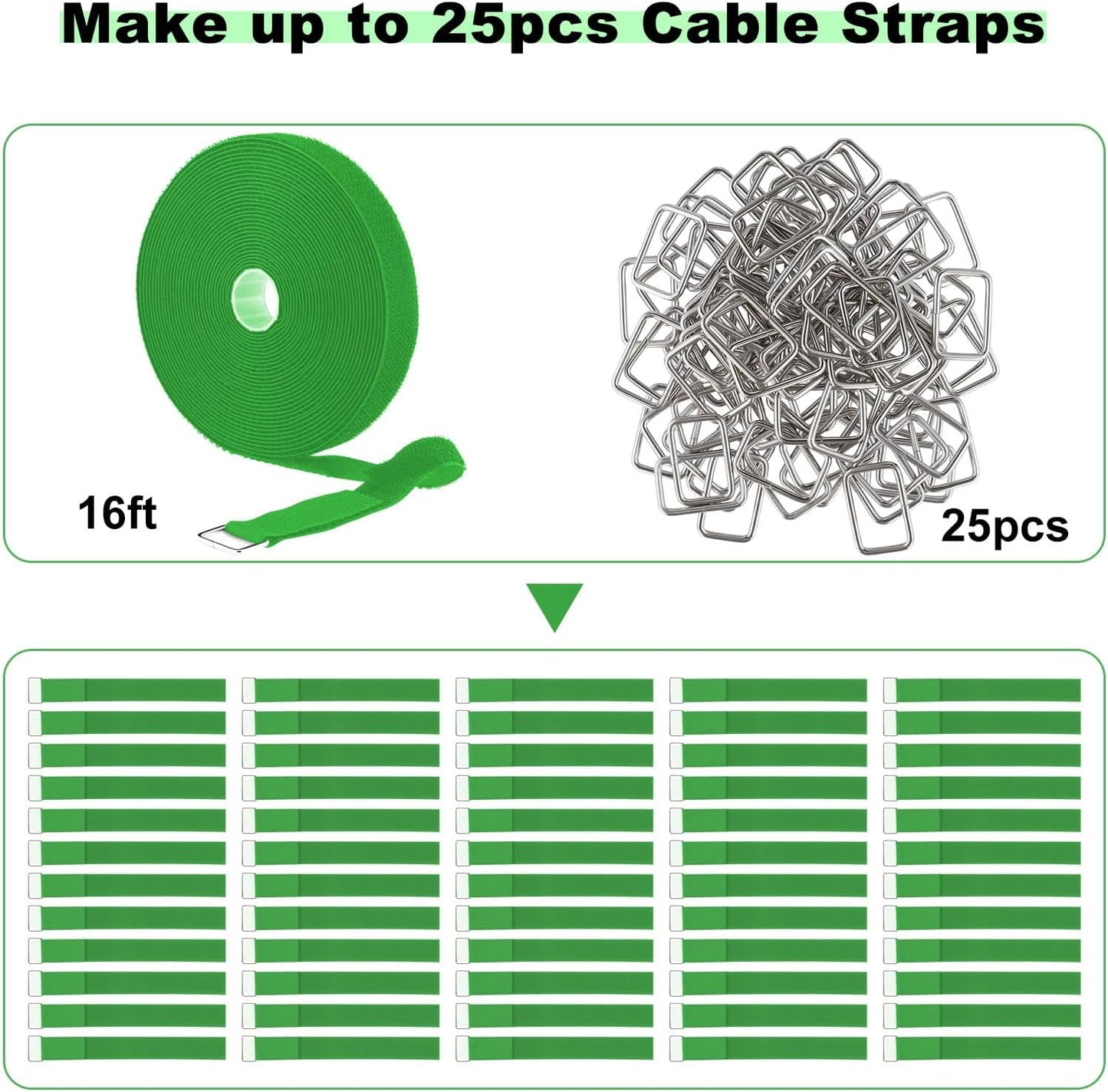 YMCRLUX 1"x32ft Hook and Loop Straps with 50 Metal Buckles, Adjustable Fastening Cable Straps, Cut-to-Length Cinch Strap, Reusable Nylon Securing Cord Ties for Organizer or Storage, 1 inch Wide, Black