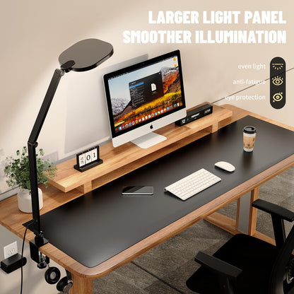 Desk Lamps for Home Office, 2000LM Eye-Caring Desk Light with Clamp, Dimmable Zoom Lighting with 3 Colors & 10 Brightness, Remote Computer Ring Light for Video Calls,Conference, Reading, CRI>97.8