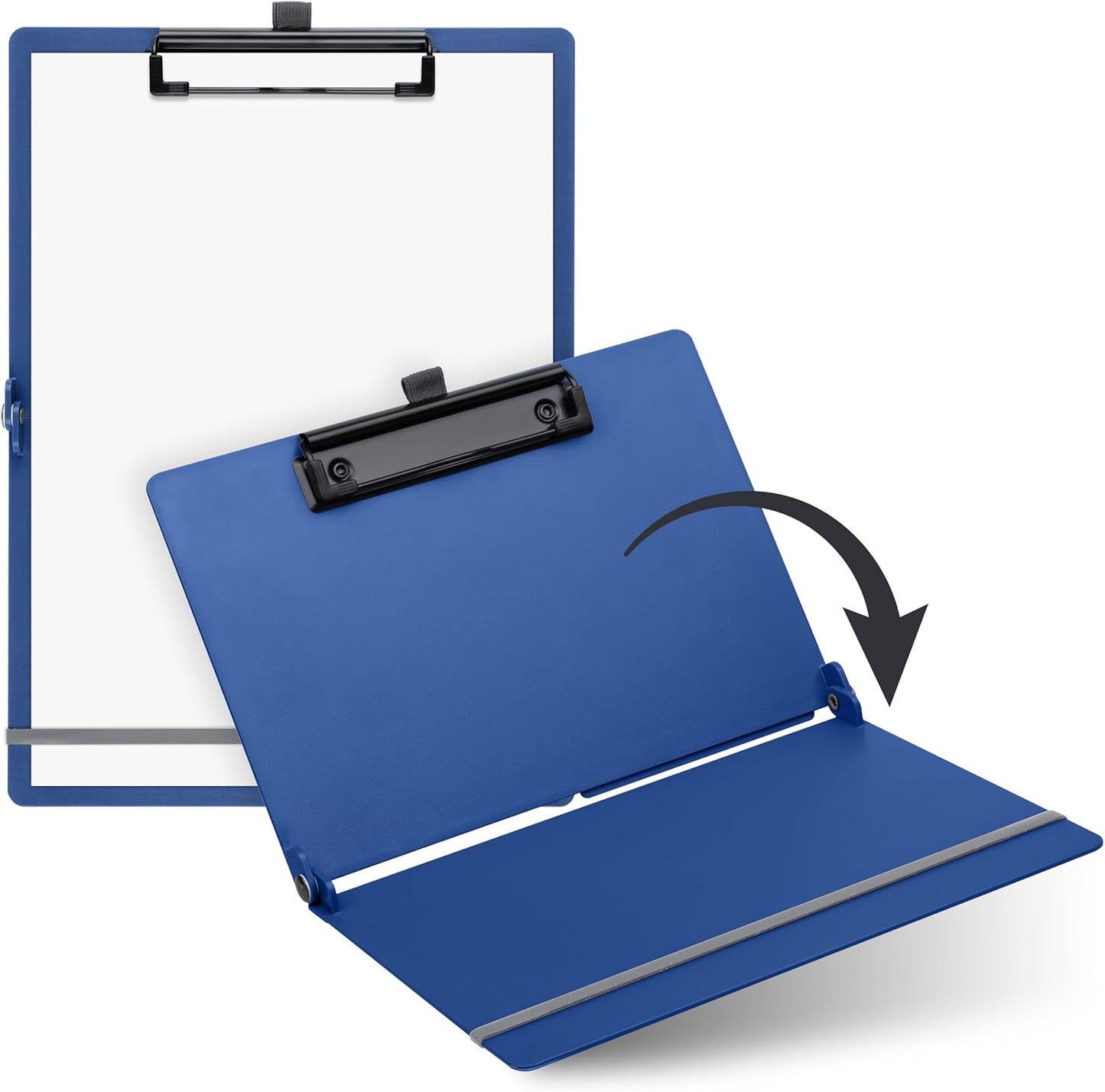 Sax Folding Clipboard Blueberry Clipboard A4 to A5 Portrait and Landscape Format Ideal for Travel and Business Holds 30 Sheets Includes Elastic Closure Band and Pen Loop Durable & Shockproof
