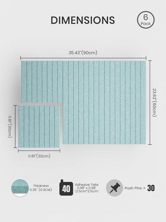 Bumusty Large Cork Board Alternative-48 x 36" Felt Bulletin Board Tiles, with 30 Pushpins, 70 Adhesive Tabs, Fine-Stripe 12-Pack, Cork Boards for Office Push Pin Board Felt Board-Oatmeal