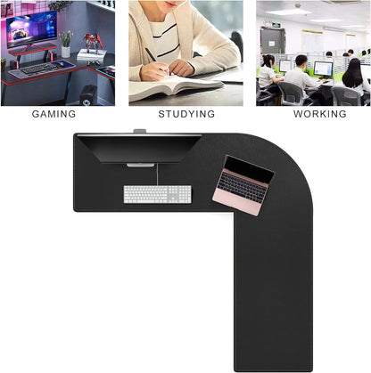MAIDERN (51” + 51”) x 15.7” L Shaped Corner Desk Mat, Cork & Leather Reversible Desk Pad for Gaming Computer Office Home (Black) …
