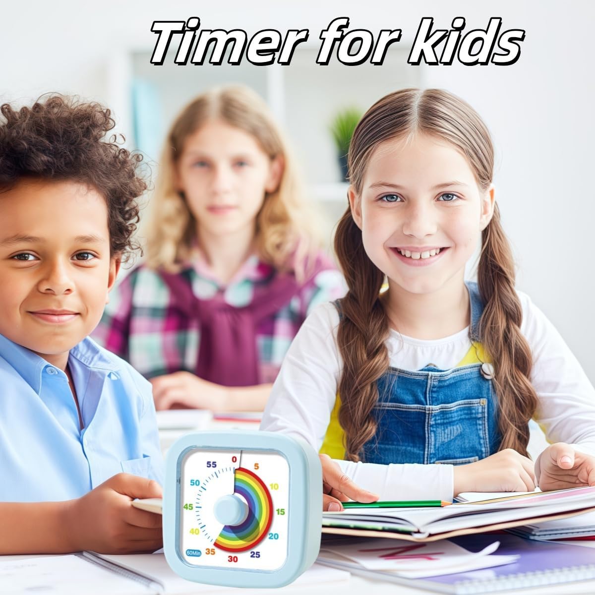 Kids Visual Timer Cute Rainbow - 60 Minute Countdown Timer Time Management for Kids and Adults, Timer for Cooking Classroom Meeting (Purple)