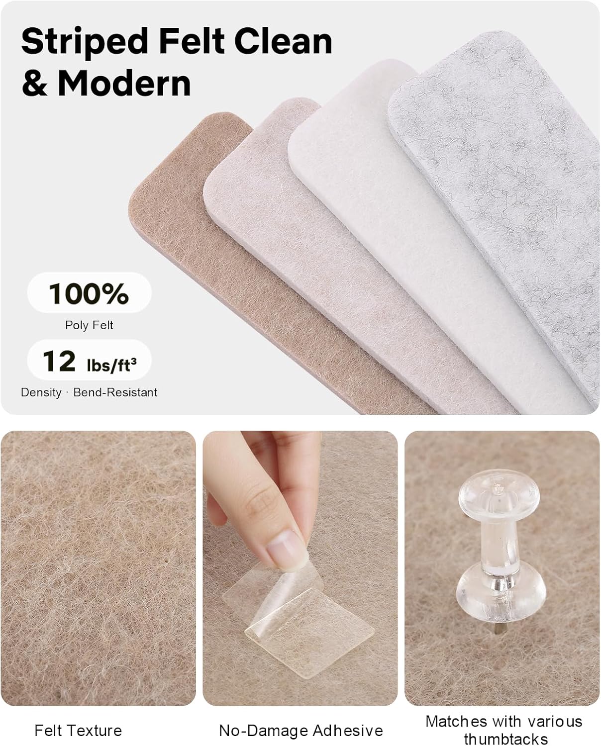 Small Cork Bulletin Board Tiles, Felt Wall Decor and Office Desk Accessories for Vision, Message Center, Picture and Prayer Board, Dorm, Room, Home Office Essentials and Organization(Linen Dusk)