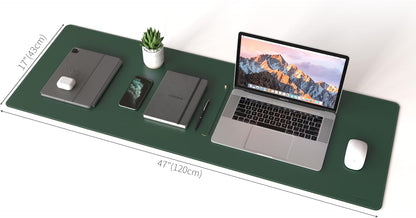 RENMTURE Dual-Sided Mouse Pad, Natural Cork & PU Leather Large Desk Pad for Office and Home Work, Desk Protector Non-Slip, Waterproof, Easy Clean (Olive Green, 32"x16")