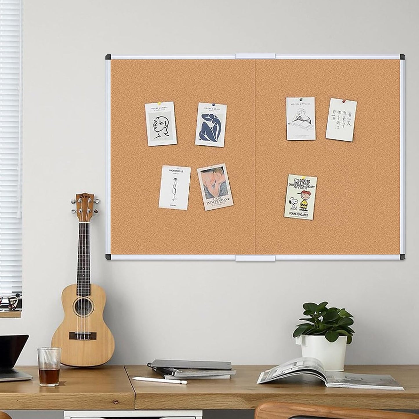 VIZ-PRO Cork Notice Board, 36 X 24 Inches, Silver Aluminium Frame