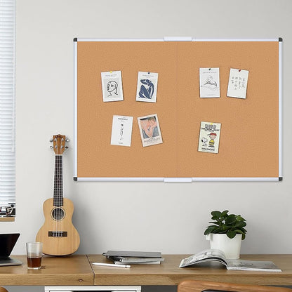 VIZ-PRO Cork Notice Board, 36 X 24 Inches, Silver Aluminium Frame