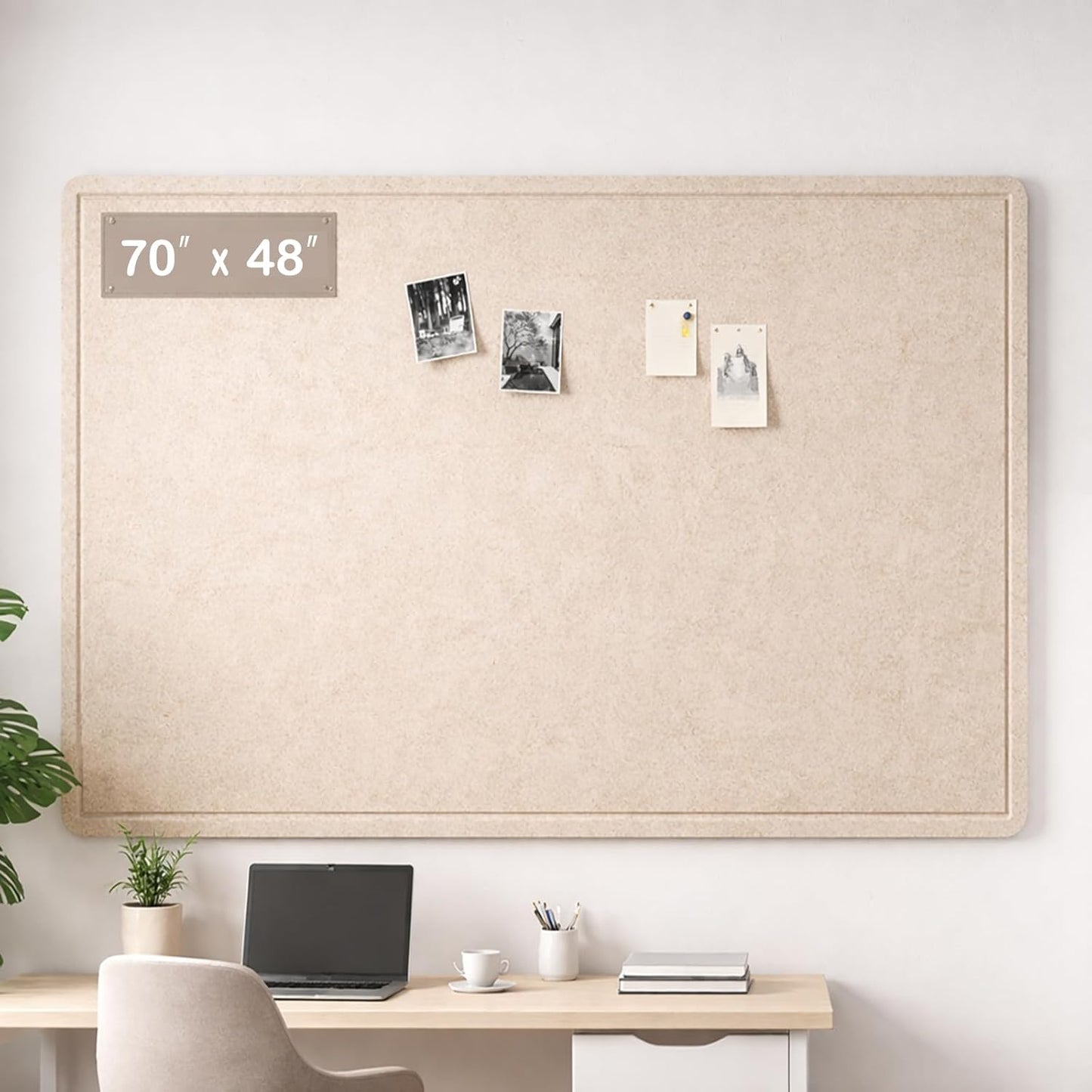 Large Felt Bulletin Board for Wall, 24"x18" Frameless Picture Board, Soft Felt Cork Board for Office, Home Planning & Office Wall Decor, Easy Install Pin Board