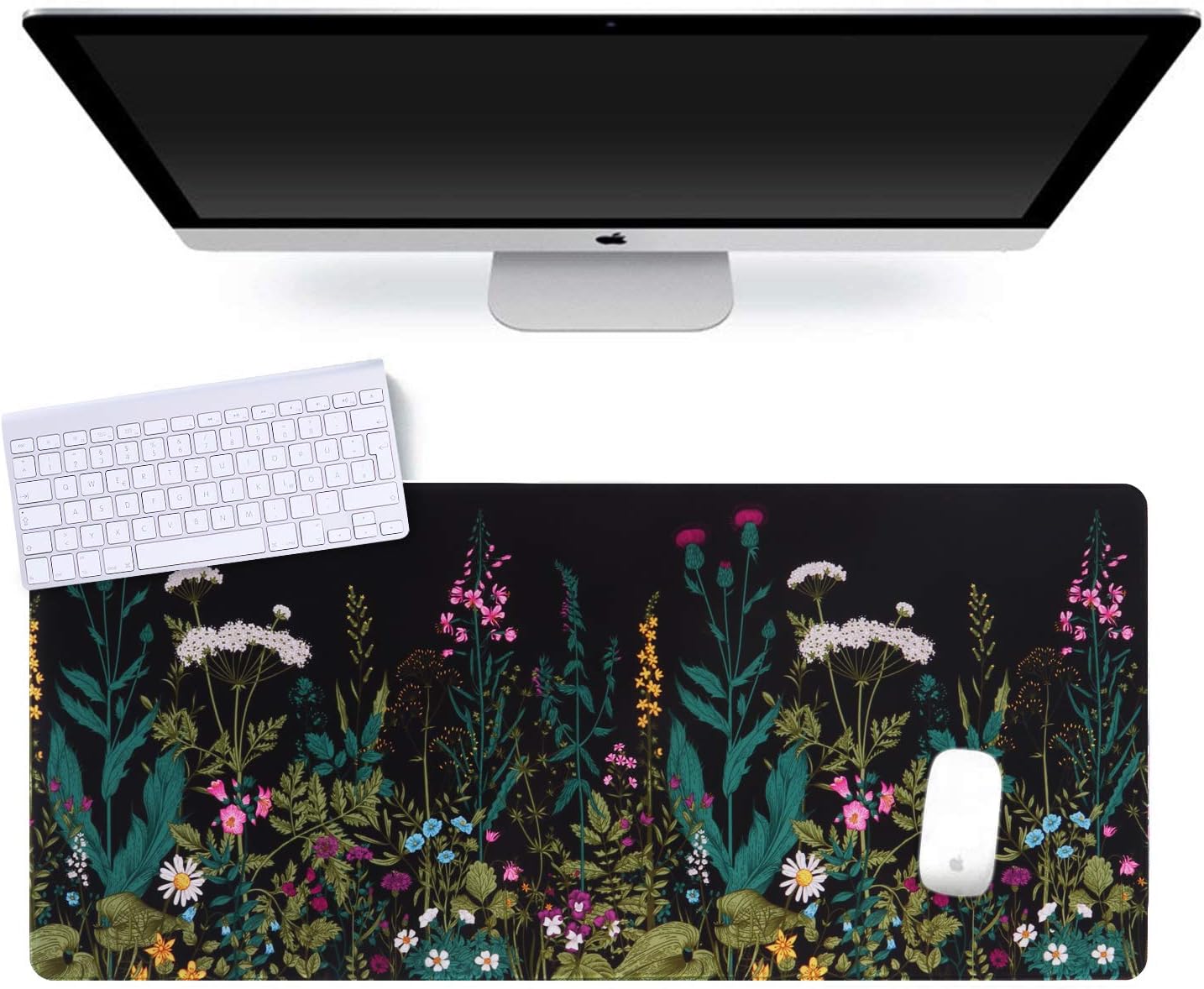 iCasso Desk Cover Mat, Office Mouse Pad, Desk Protector Mat, Extra Large Matt for Desktop,Anti-Slip XXL Big Mousepad with Stitched Edges for Computer Keyboard Retro Black - Colors B