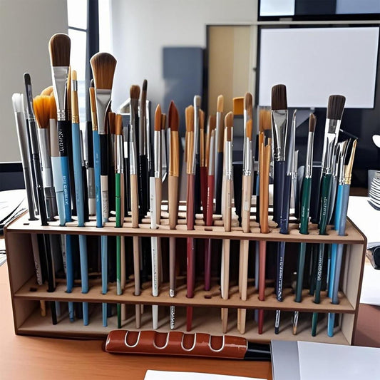 67-Slot Paint Brush Holder & Organizer - Wall Mount or Tabletop Stand for Artists, Hobbyists, and Acrylic Watercolor Painters - Sturdy Compact Workspace Storage