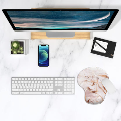 ITNRSIIET Ergonomic Mouse Pad with Gel Wrist Support Wrist Rest Smooth Surface Non-Slip PU Base Comfortable Office Supplies Pain Relief, 9.5 x 8 inches, Beach