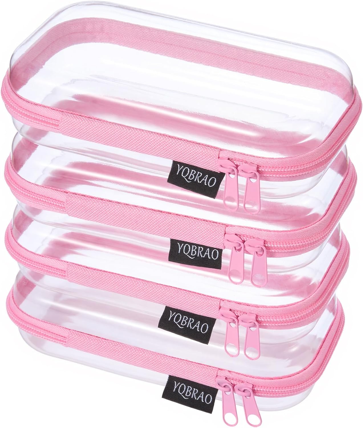 YQBRAO 6 Pack Clear Hard Shell Zipper Case, 1.2mm Heavy Duty Crush-Proof Diaper Bag Organizer Pouches, TSA Approved Travel Makeup Bag for Toiletries & Electronics, (2L, 2M, 2S) Multi-Size Storage Set