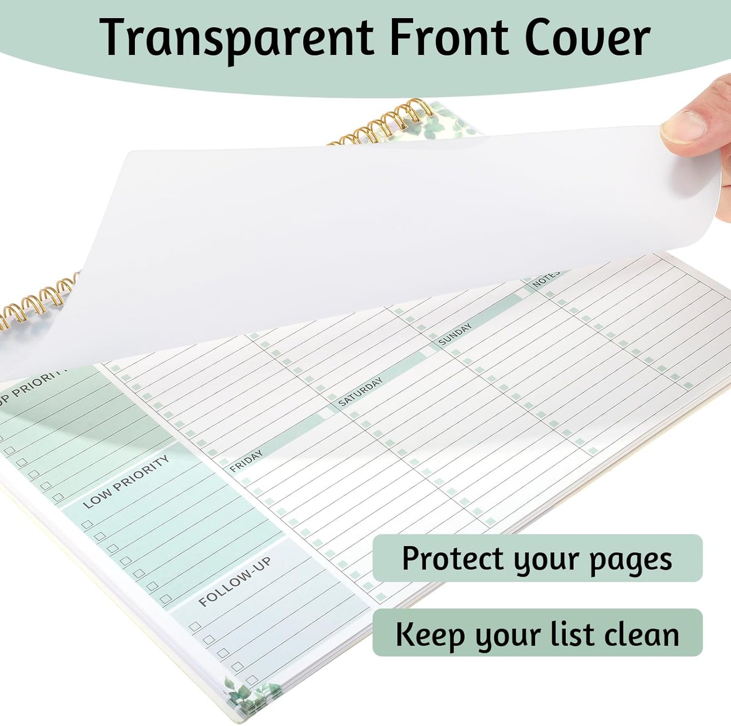 Weekly To Do List Notepad, 8.5''x11'' Weekly Desk Planner with 52 Tear Off Sheets Undated Weekly Planner Habit Tracker & Productivity Organizer for Home School and Work, Light Green