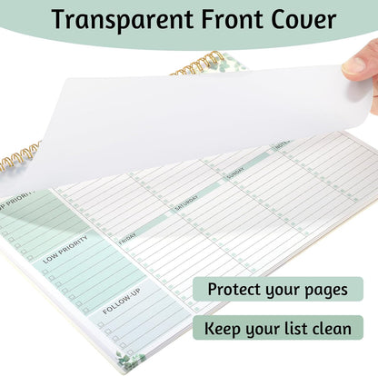 Weekly To Do List Notepad, 8.5''x11'' Weekly Desk Planner with 52 Tear Off Sheets Undated Weekly Planner Habit Tracker & Productivity Organizer for Home School and Work, Light Green