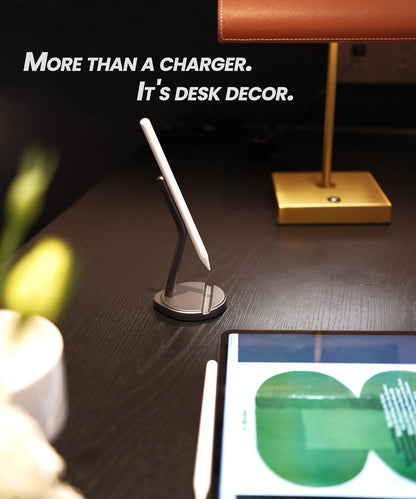 Magnetic Charger Stand for Apple Pencil 2nd Generation Only: Elegant 2-in-1 Wireless Charging Stand & Groove Holder for iPad Pencil 2nd Gen–Perfect Charging, Storage, and Desktop Decor Partner
