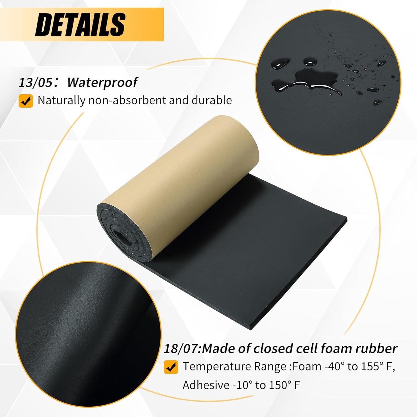 Sponge Neoprene Foam Rubber Sheet with Adhesive, 1/4" T x 12" W x 54" L, 4.5 Sqft for DIY Padding, Gaskets, Weatherproofing, Soundproofing, Vibration Dampening, Sponge Neoprene Foam Rubber Sheet