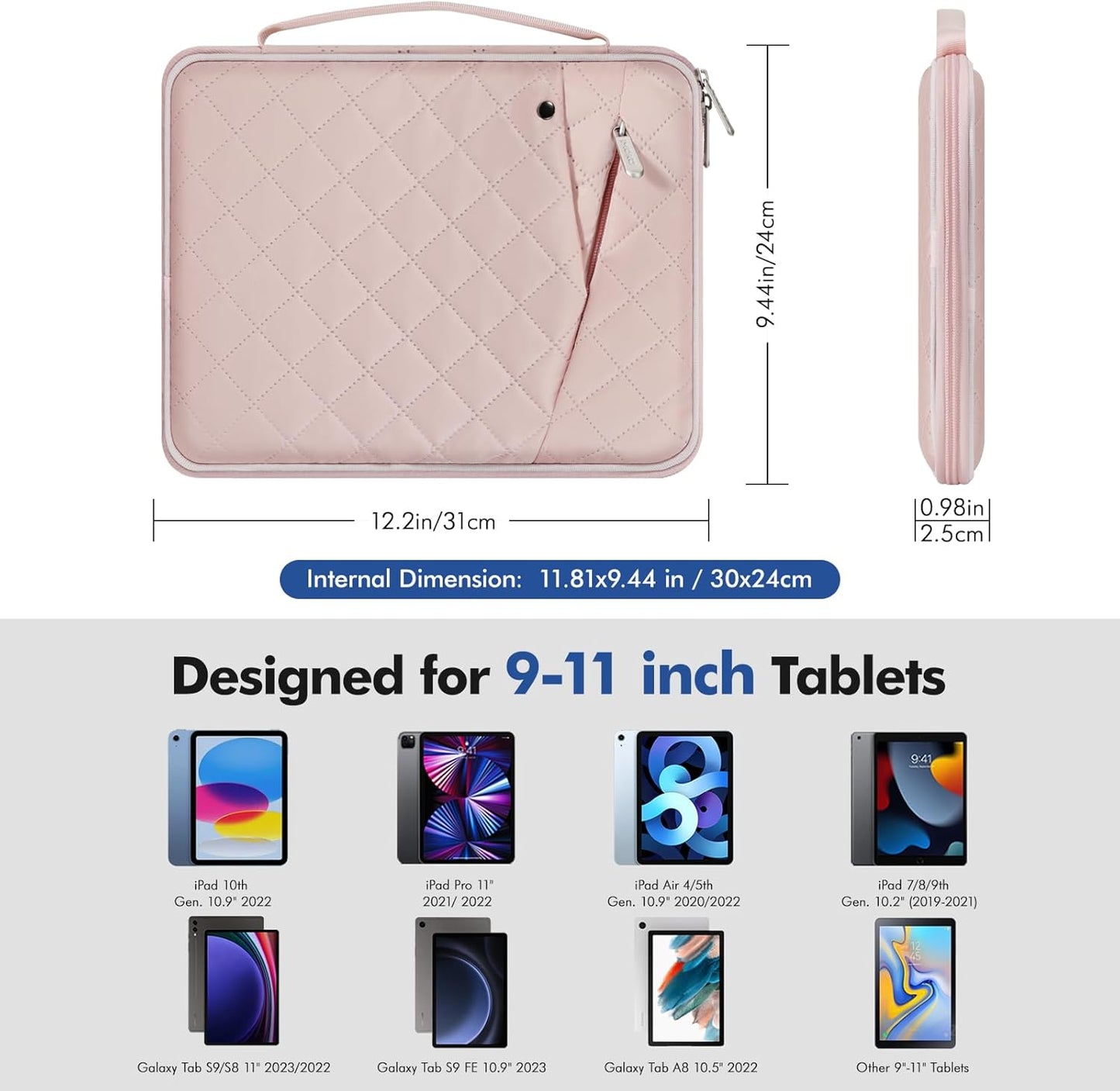 MoKo 9-11 Inch Tablet Sleeve Carrying Case with Handle, Padded Protective Travel Bag for New 11-inch iPad Air 4 2026/Pro M5/ A16, iPad 10th/Air 5/4th 10.9, i-Pad 9/8th 10.2,Tab S9/S8 11, Black