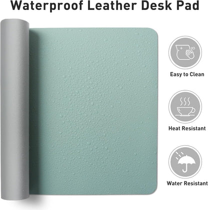 Aothia Non-Slip Waterproof PU Leather Desk Pad Protector for Mouse, Writing Desk, Office, Home, Laptop Blotter, 23.6" x 13.7", Black - Colors A