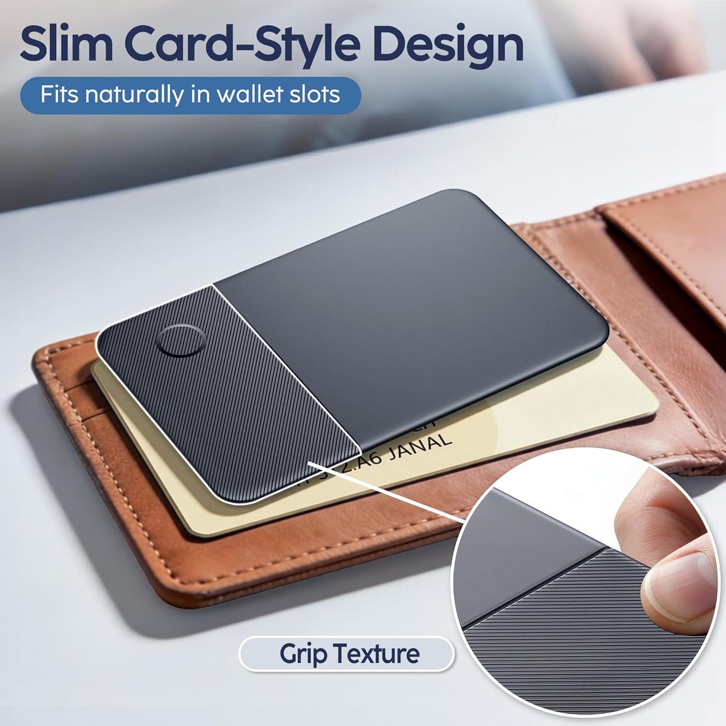 Apple Find My Wallet Tracker Card, Rechargeable Slim Bluetooth Wallet Finder for iPhone, Item Locator for Wallet, Keys, Passport & Luggage, iOS Only, Black