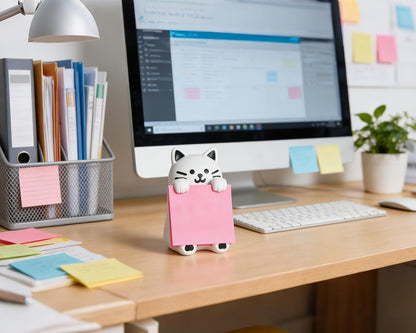 Highland Cow Pop-up Sticky Note Dispenser, Includes 1 Pad of 3x3 in Super Sticky Notes, 100 Sheets, Resin Cute Handmade Desk Holder for Office & Home-Beige