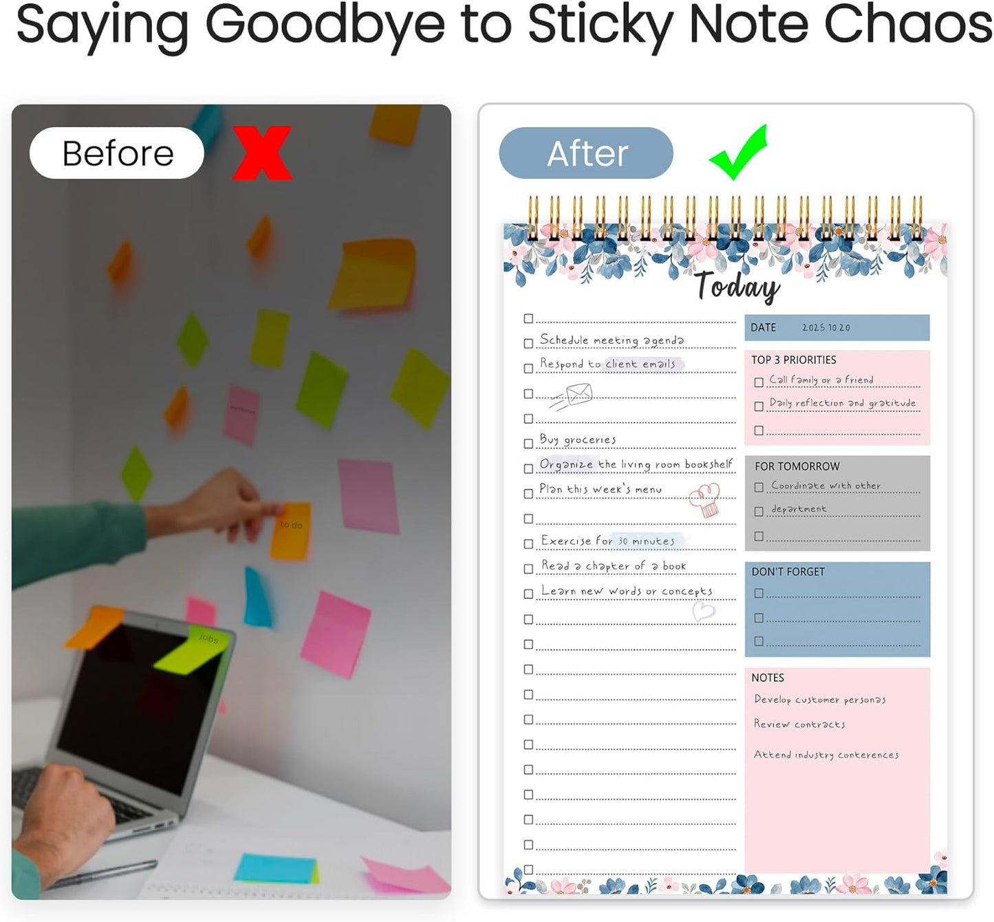 To Do List Notepad - To Do List Notebook for Work with 52 Sheets, Undated Daily Planner Perfect for Enhanced Productivity and Goal Achievement - Green