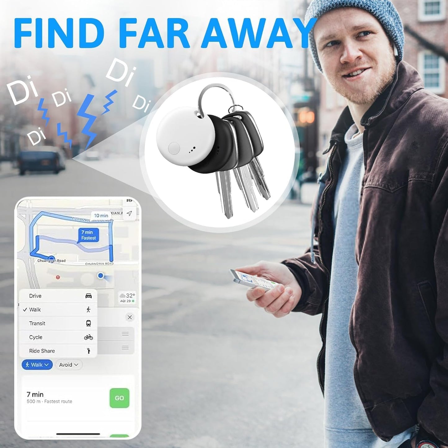 Tracker Tag 4 Packs Bluetooth Tracker, Smart Tag Locator Tracking Device, Keys Finder and Item Locator,Air Tracker Item Finders with Find My(iOS Only) Track Your Keys (Black, 4 Pack)