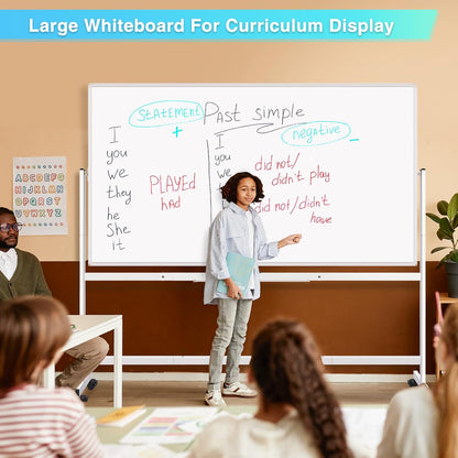 maxtek Magnetic Mobile White Board, 40 x 24 Double Sided Dry Erase Board Rolling Whiteboard, Aluminum Frame Standing Whiteboard on Wheels for Home Office Classroom (40 x 24 Black)