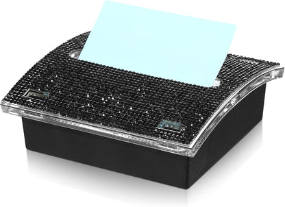 Eersida Rhinestone Self Stick Note Pad Holders 4 x 4 Inches Pink Cute Note Holder Sticky Dispenser Bling Memo Stick Dispenser for Office Employee Coworkers Gifts Home Desk Supplies