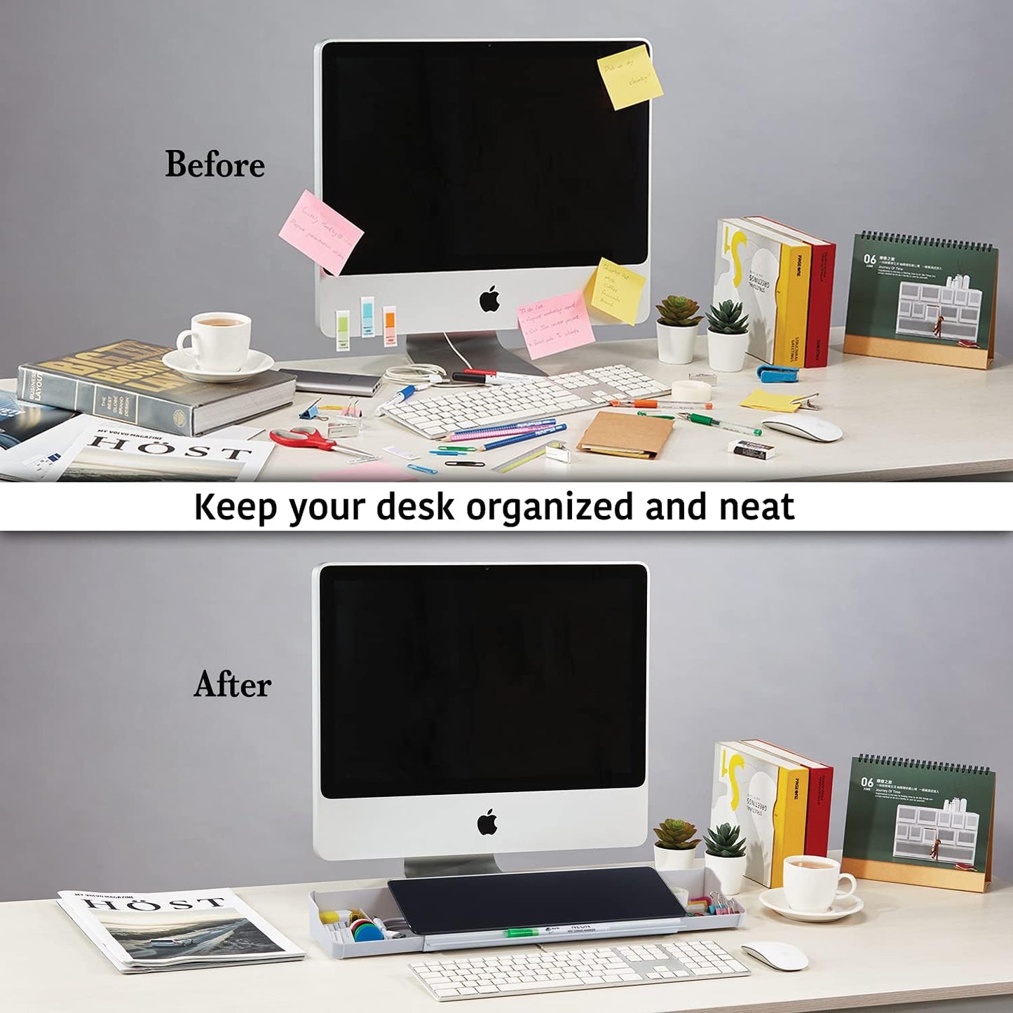 Audio-Visual Direct - Glass Desktop Computer Keyboard Whiteboard Notepad Set, Black (Includes Neon Marker, Eraser & Sticky Notes)