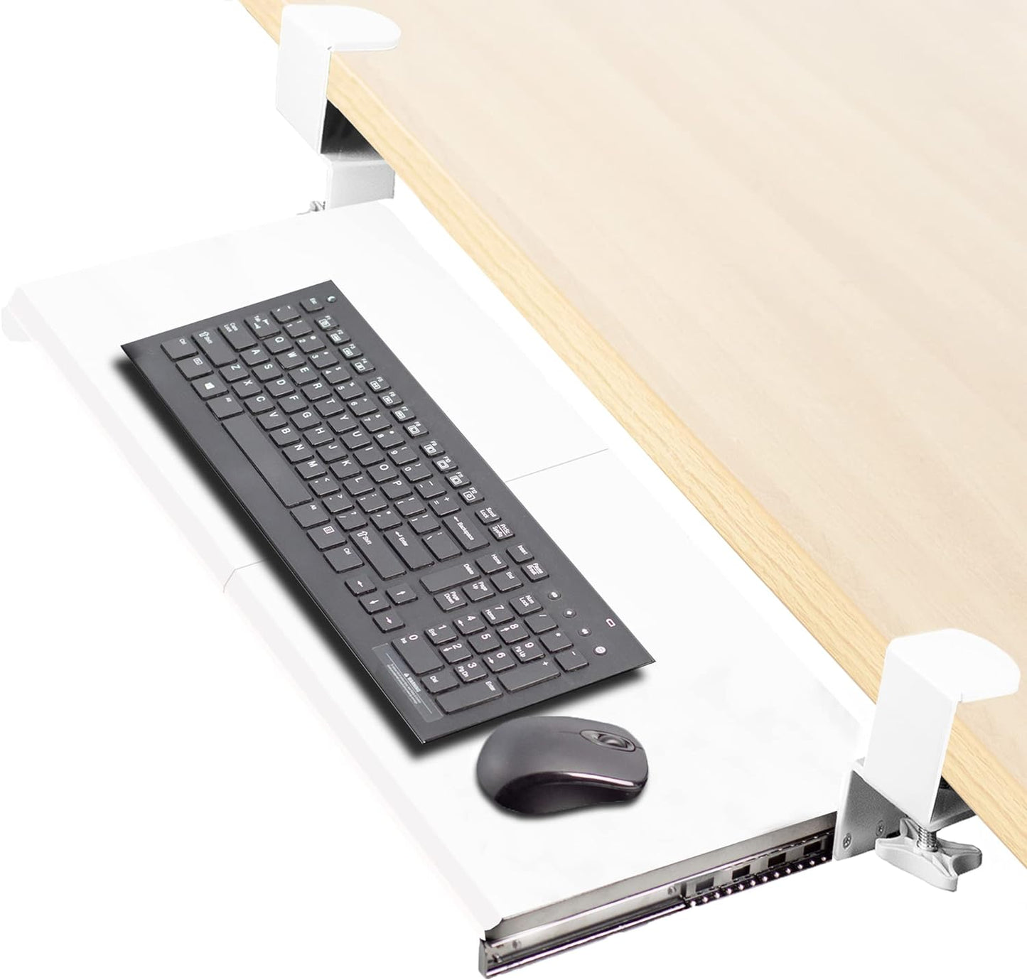 VIVO Large Keyboard Tray Under Desk Pull Out with Extra Sturdy C Clamp Mount System, 27 (33 Including Clamps) x 11 Inch Slide-Out Platform Computer Drawer for Typing, Black, MOUNT-KB05E