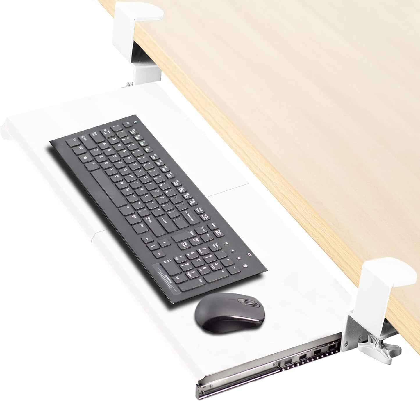 VIVO Large Keyboard Tray Under Desk Pull Out with Extra Sturdy C Clamp Mount System, 27 (33 Including Clamps) x 11 Inch Slide-Out Platform Computer Drawer for Typing, Black, MOUNT-KB05E