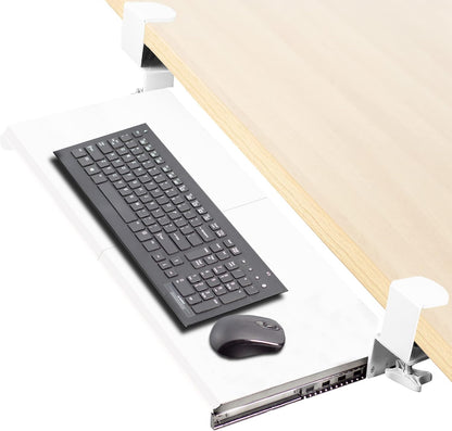 VIVO Large Keyboard Tray Under Desk Pull Out with Extra Sturdy C Clamp Mount System, 27 (33 Including Clamps) x 11 Inch Slide-Out Platform Computer Drawer for Typing, Black, MOUNT-KB05E