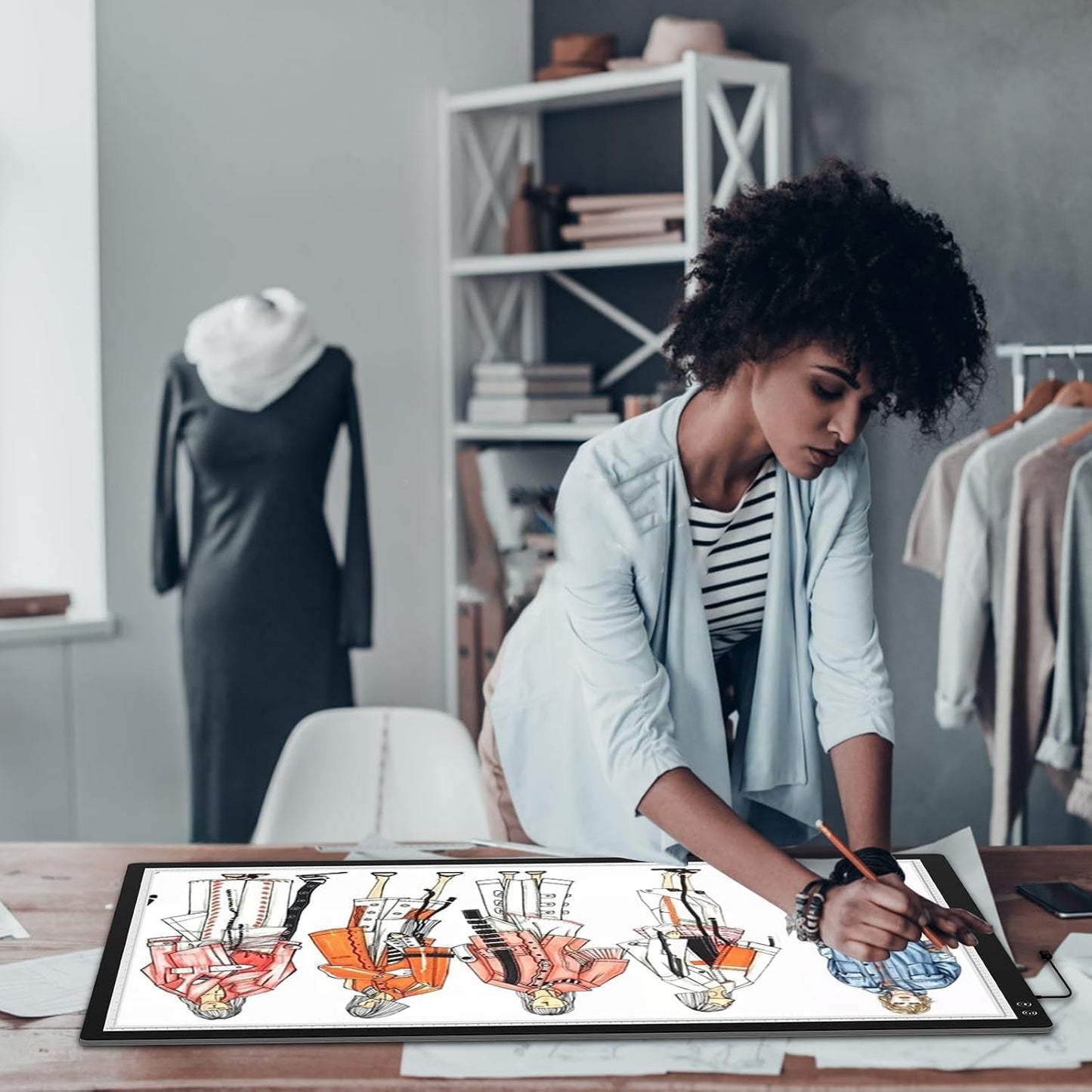 TOHETO A3 Light Pad, Rechargeable Light Board for Diamond Painting, Tracing Light Box with Stand and Clip, Light Table Lightbox for Tracing, Drawing
