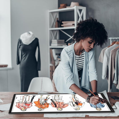 TOHETO A3 Light Pad, Rechargeable Light Board for Diamond Painting, Tracing Light Box with Stand and Clip, Light Table Lightbox for Tracing, Drawing