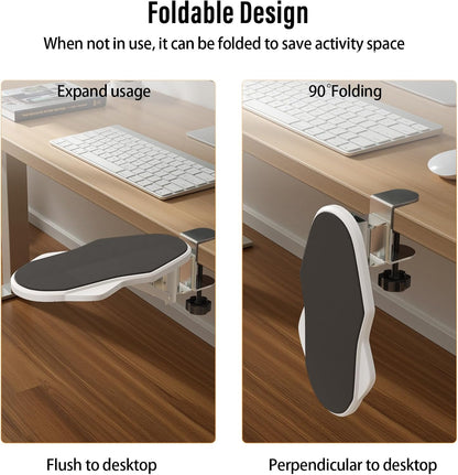 Ergonomic Arm/Elbow Rest for Desk - Foldable Rotatable Elbow Support for Computer Desk, Office & Gaming Comfort (Foldable Rotating Black)