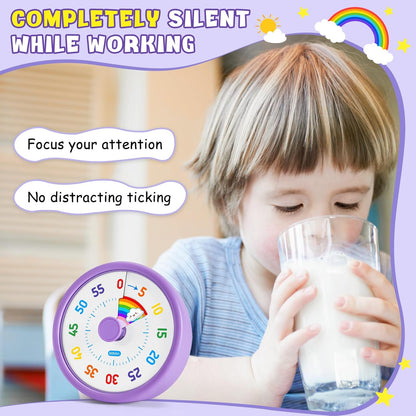 HIPPIH Visual Timer for Kids, 60 Minute Countdown Timers for Classroom Kitchen Office, Rainbow Disk Desk Timer Clock with Silent Operation, Pomodoro Timer Time Management Tools for Toddler ADHD Blue