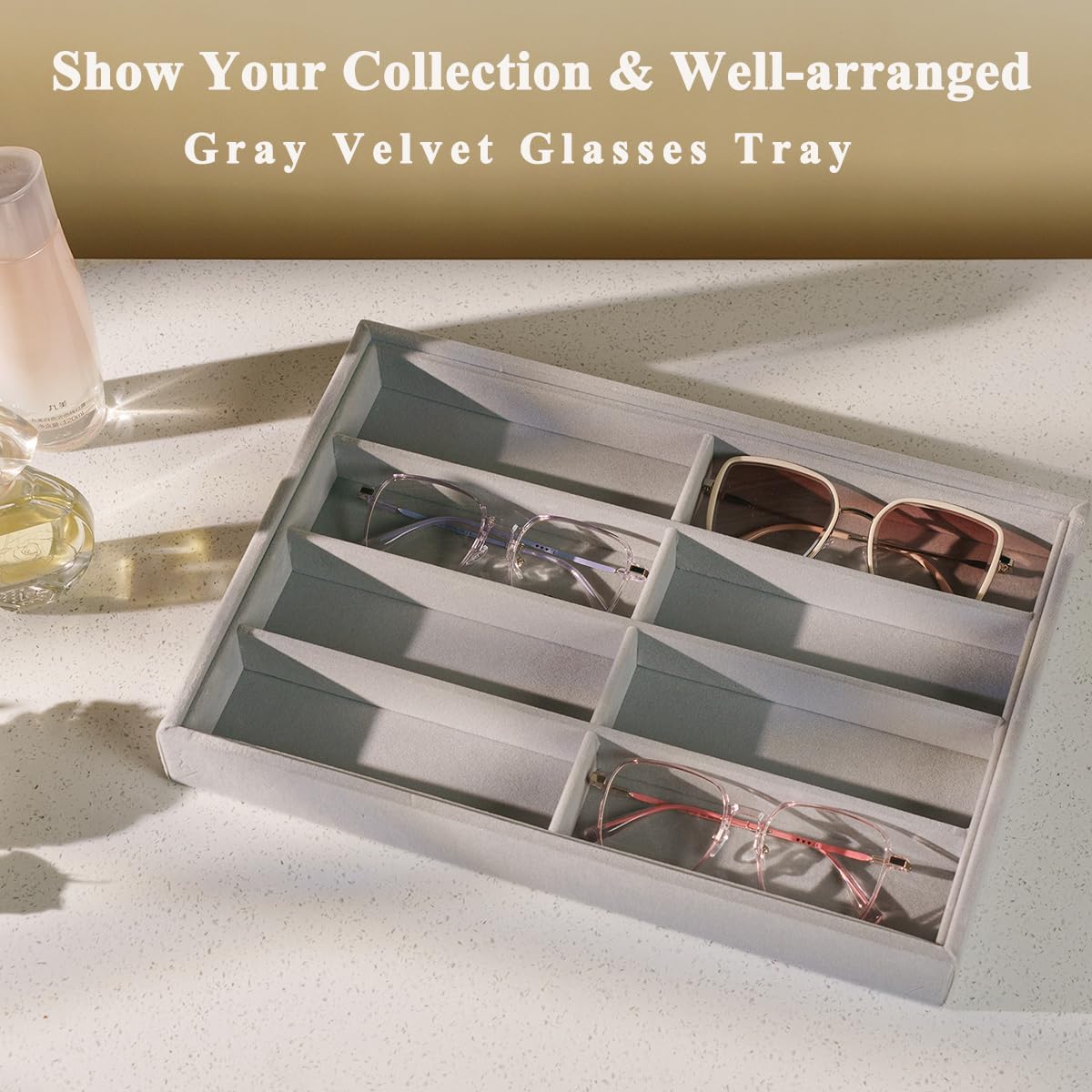 Glasses Holder Box Drawer Sunglass Organizer for Men Clear Storage Case 8 Slot Multiple Reading Glasses Display
