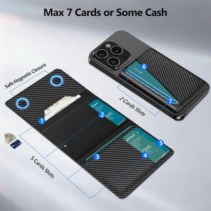 TopMade for Magsafe Wallet, Works with Apple Find My, Strongest Magnetic Wallet for iPhone 17/16/15/14/13/12 Series, Leather Magnetic Card Holder with Tracker, 7 Cards Holder, RFID Blocking, Black