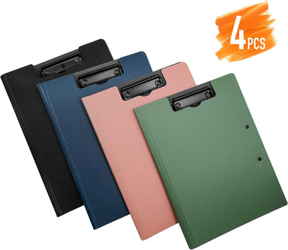 souG 4Pcs Clipboard Foldable,360°Cover Folder Clipboard Plastic Clipboards with Double Low Profile Clip,File Folder Storag Clipboards for A3 A4 Paper, Clip Boards for Office School Supplies (4 Colors)