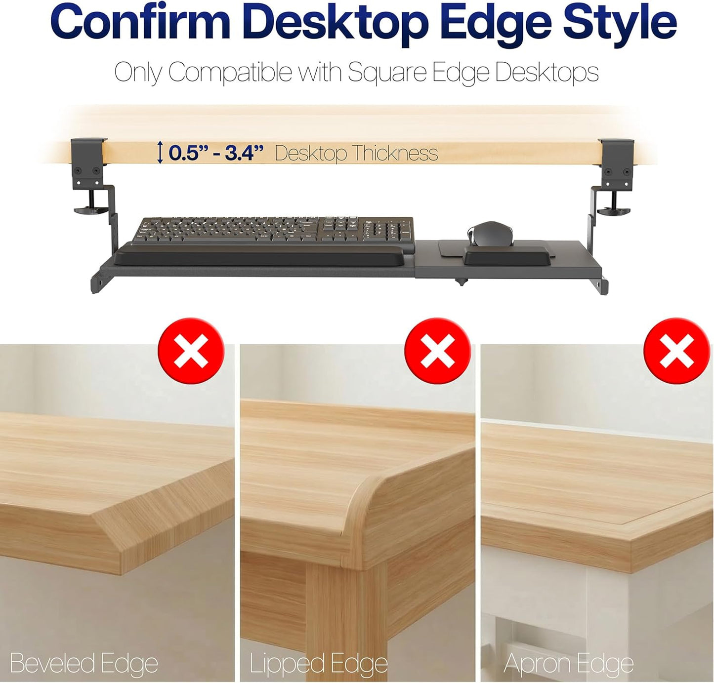VIVO Large Height Adjustable Under Desk Keyboard Tray, C-clamp Mount System, 27 (33 Including Clamps) x 11 inch Slide-Out Platform for Typing, White, MOUNT-KB05HW