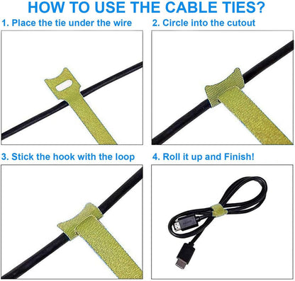 California JOS 60 PCS 6 Inches Reusable Cable Ties, Wire Ties, Cord Organizer, Cable Organizer, Adjustable Cable Management - White
